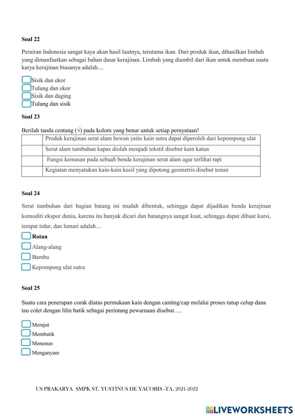 Ujian sekolah prakarya