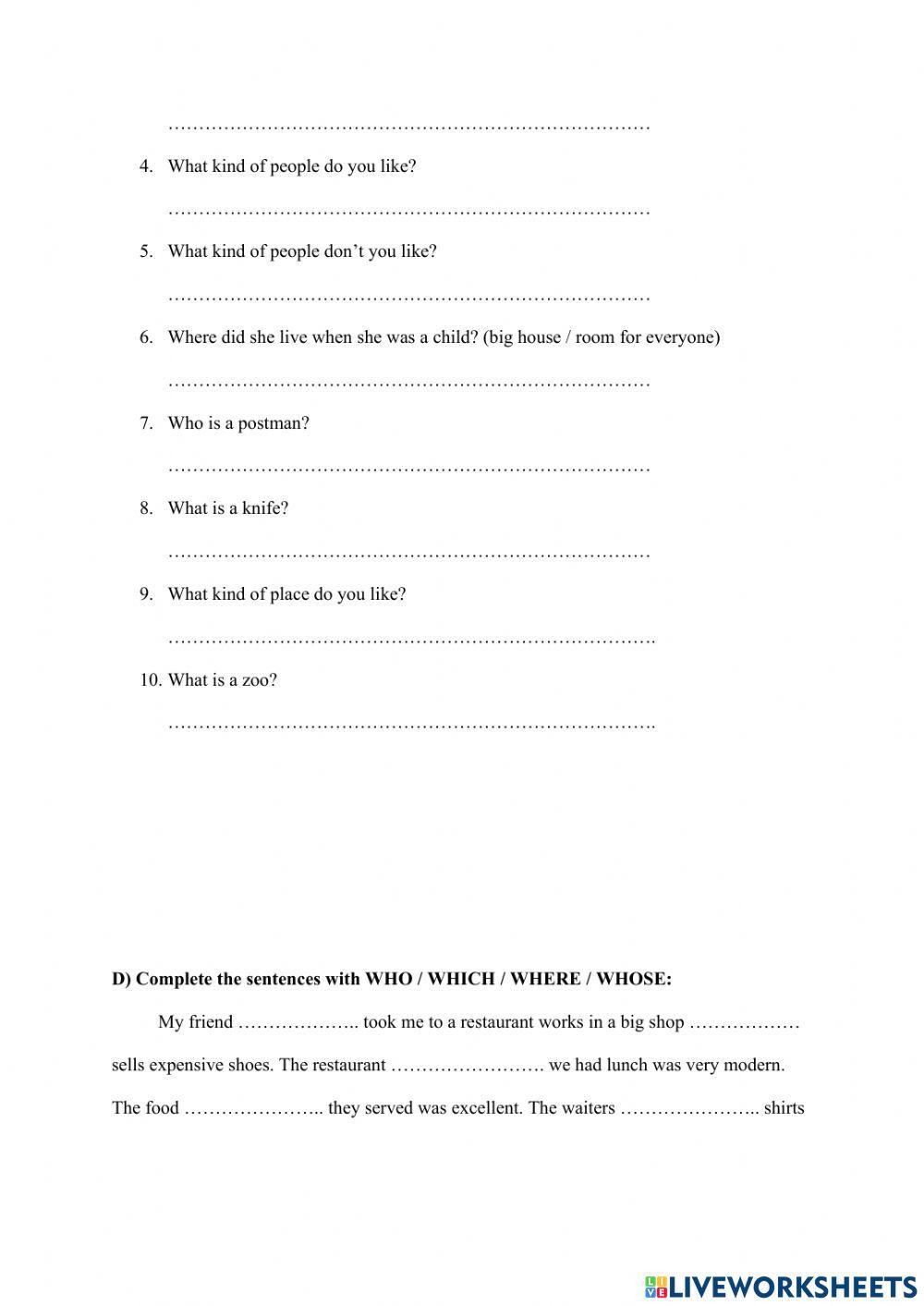 Relative Clause - Worksheet 37