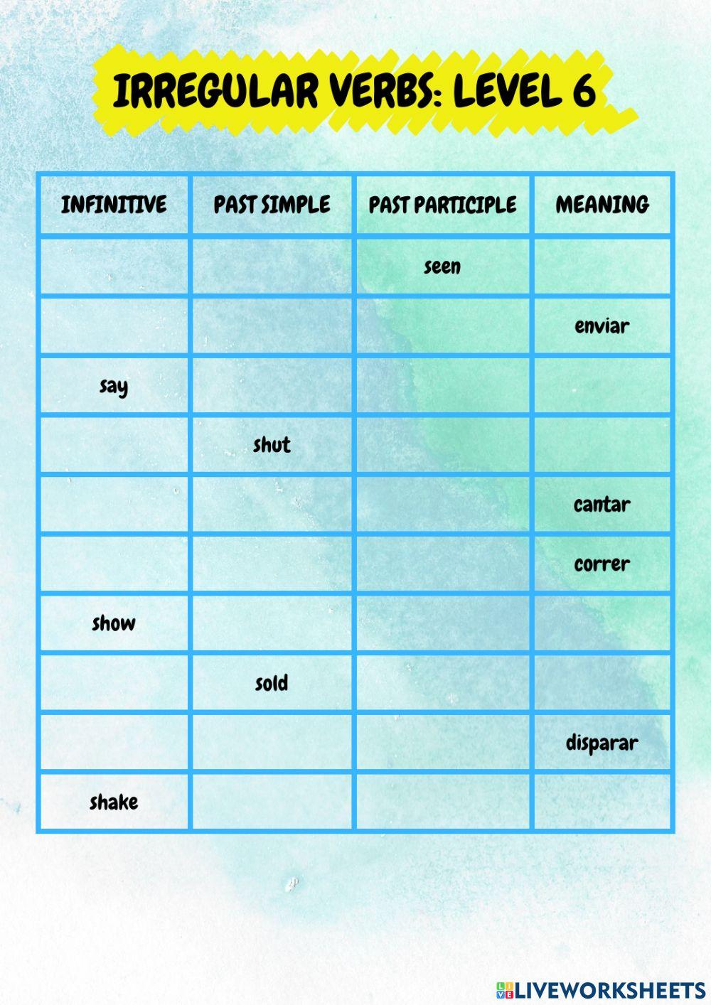 Level 6 - Irregular Verbs