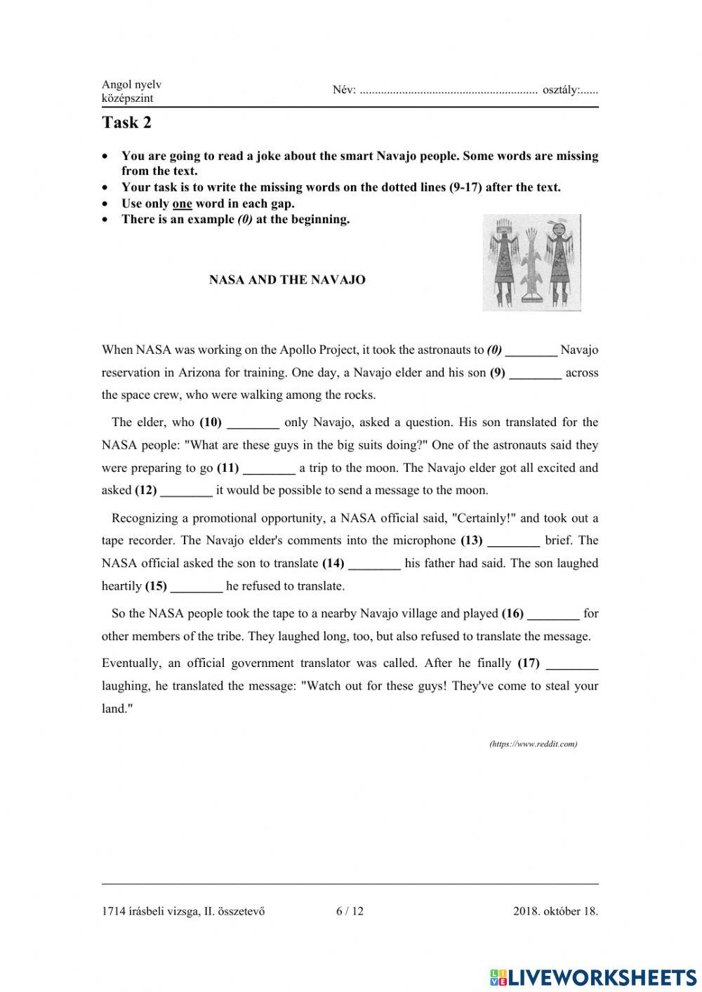 Angol középszint 2018 Október 3 nyelvhelyesség