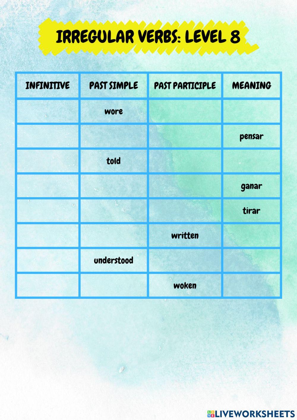 Level 8 - Irregular Verbs
