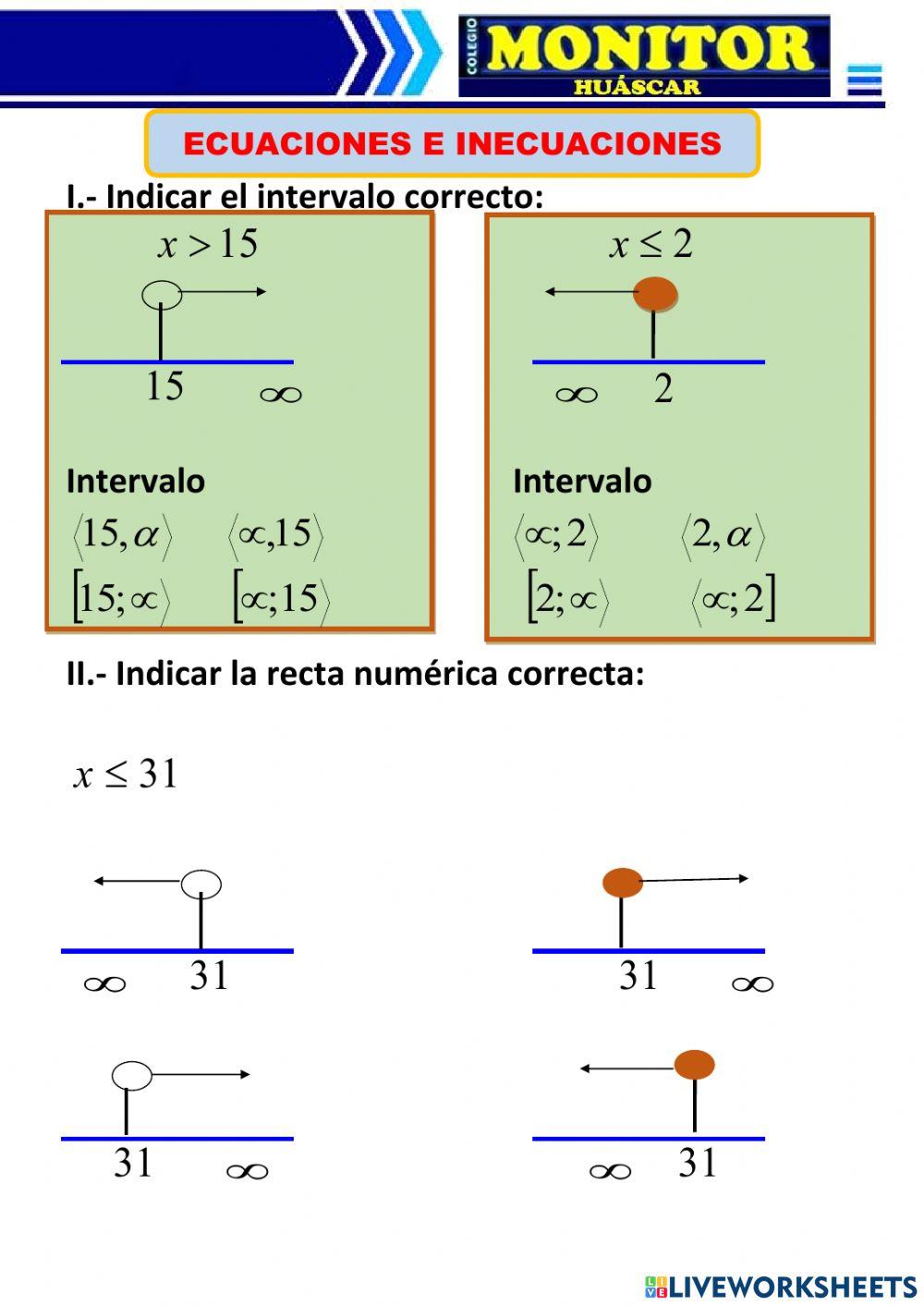 Ecuaciones e inecuaciones