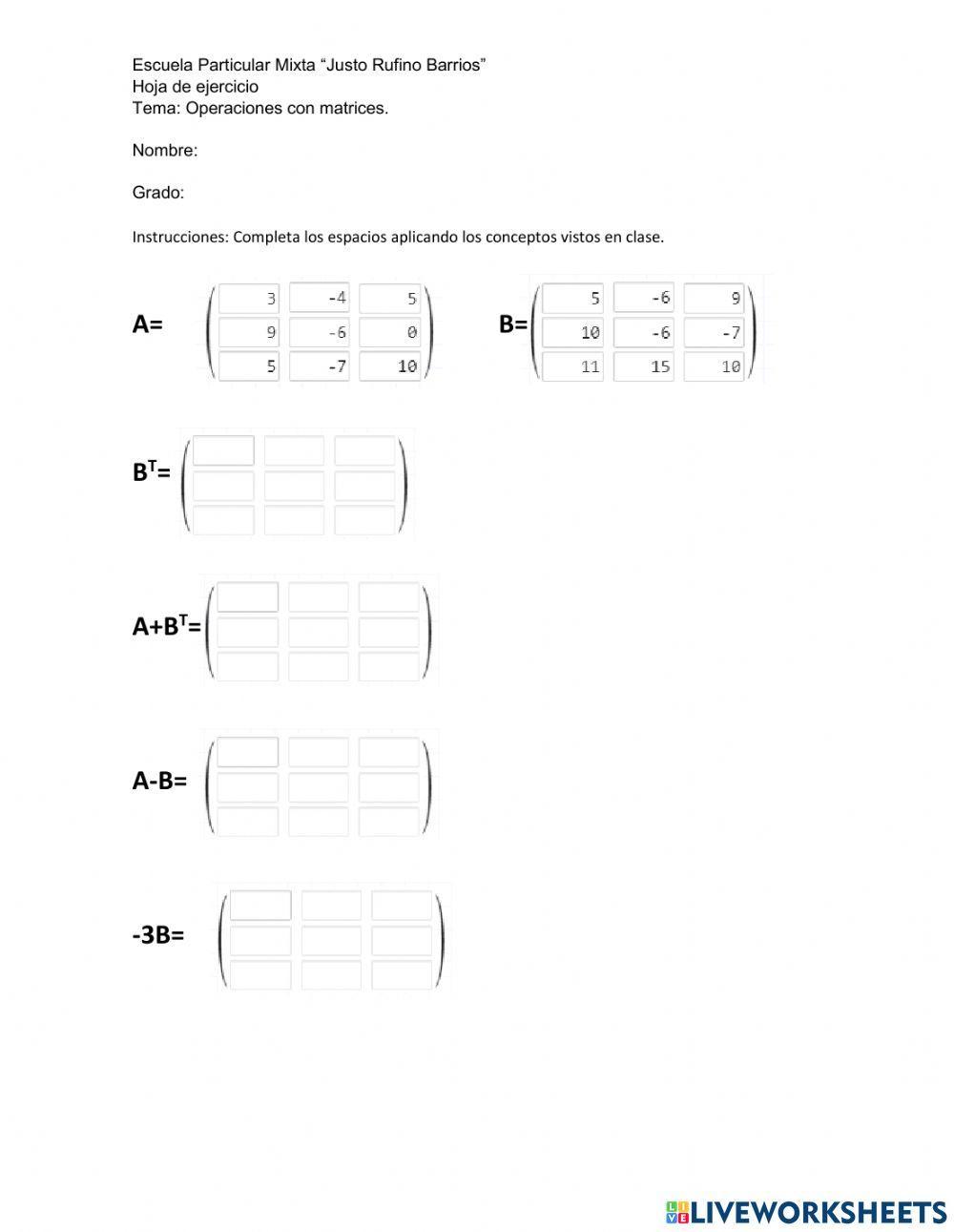 Operaciones con matrices
