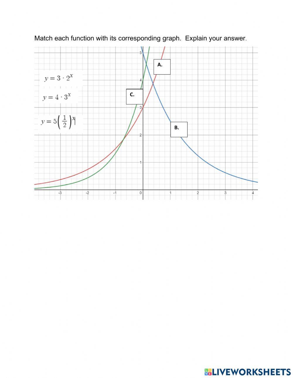 Identifying exponential functions 1 online exercise for live worksheets