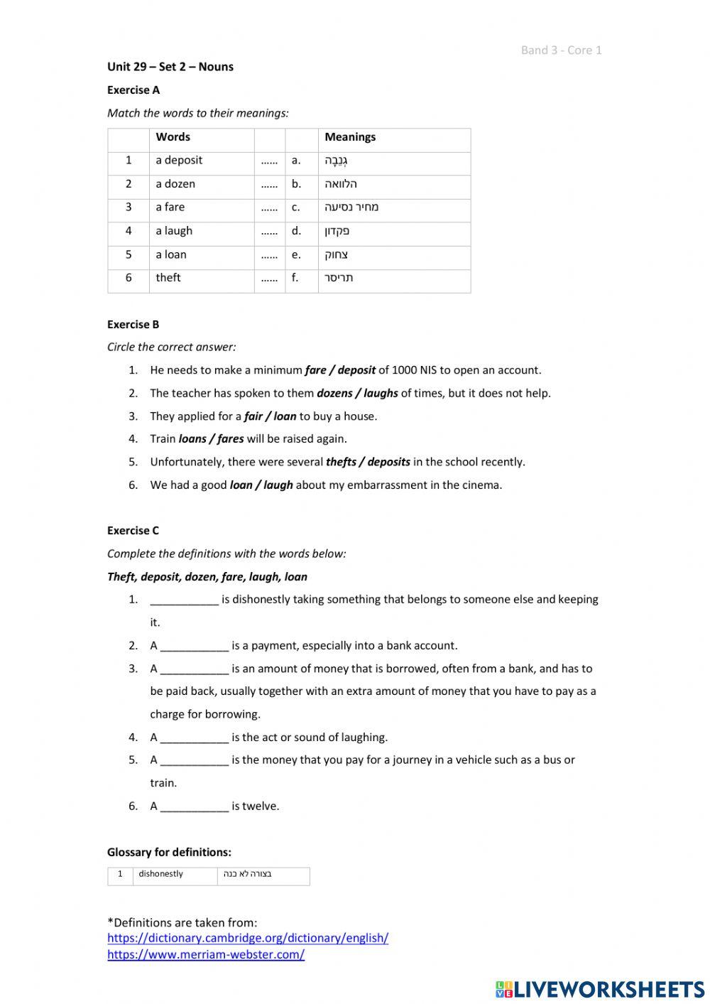 Band 3 (Core 1) - Unit 29 - Set 2