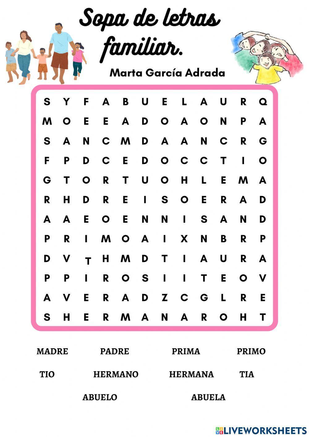 Sopa de letras familiar