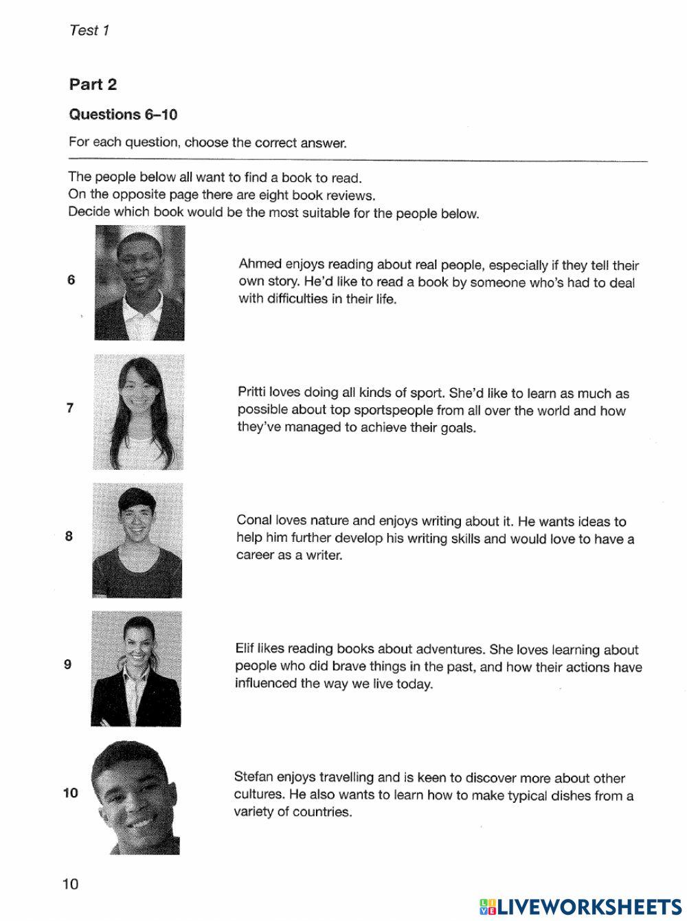 Preliminary test 1 reading