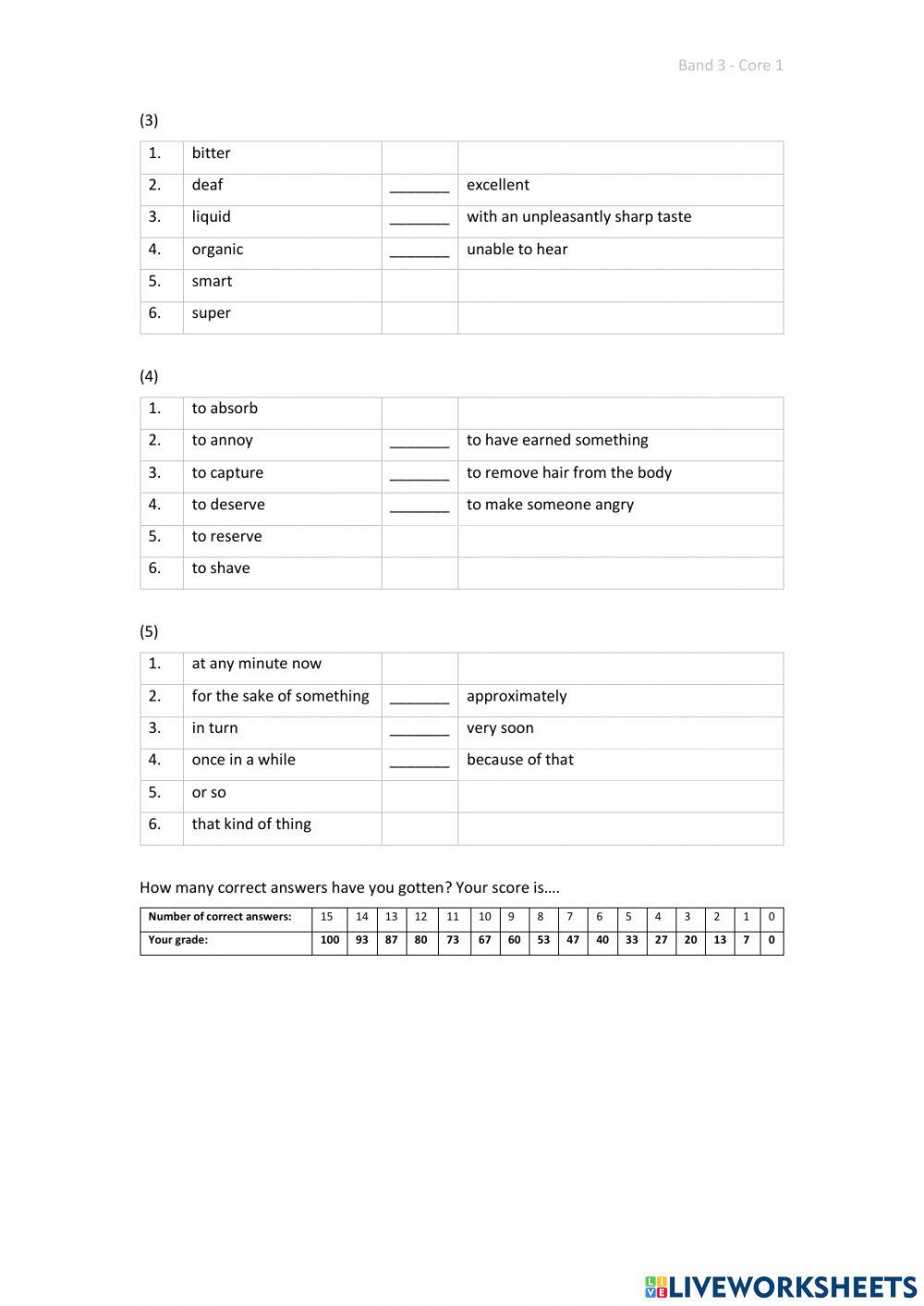 Band 3 (Core 1) - Unit 29 - Test
