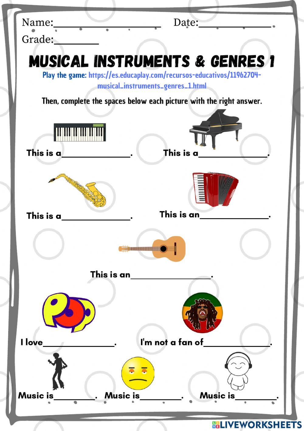 (Cycle 1 Session 3 Annex 3) - Musical instruments & genres 1