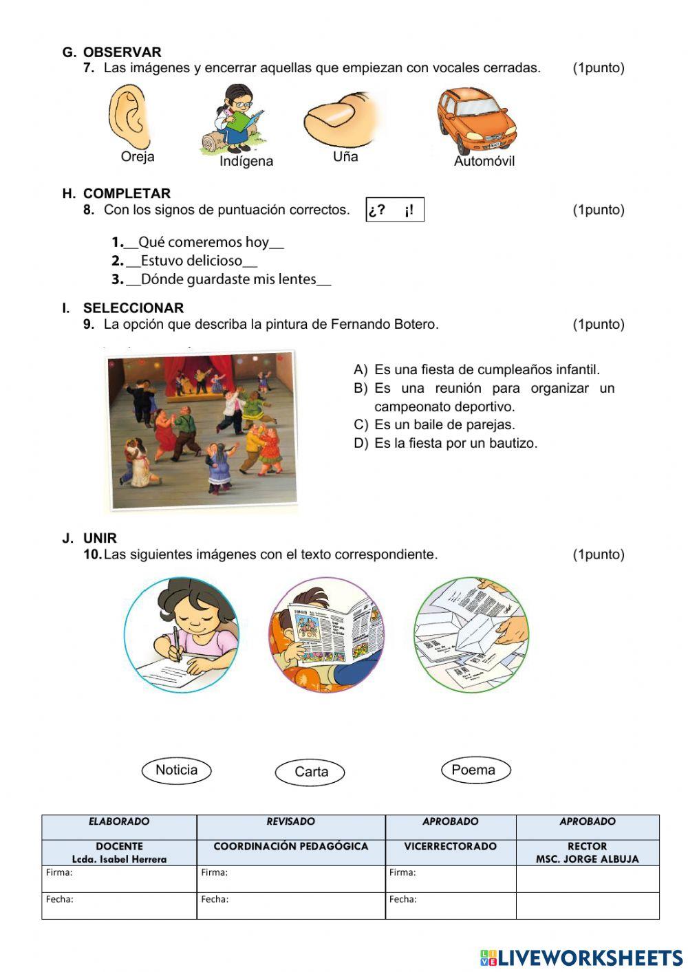 Evaluación Lengua y Literatura-1P-2Q