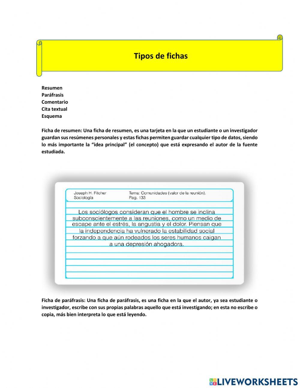 Usar fichas temáticas como material de estudio
