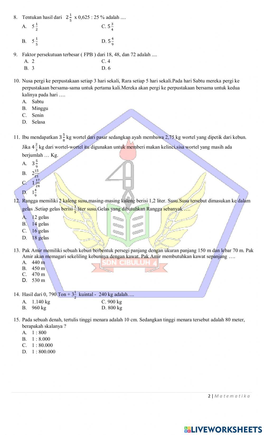 Try Out Ujian Sekolah Matematika