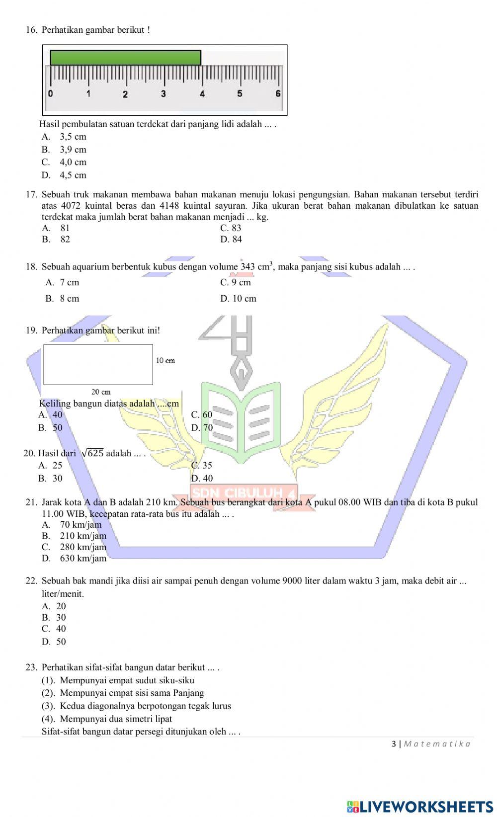 Try Out Ujian Sekolah Matematika
