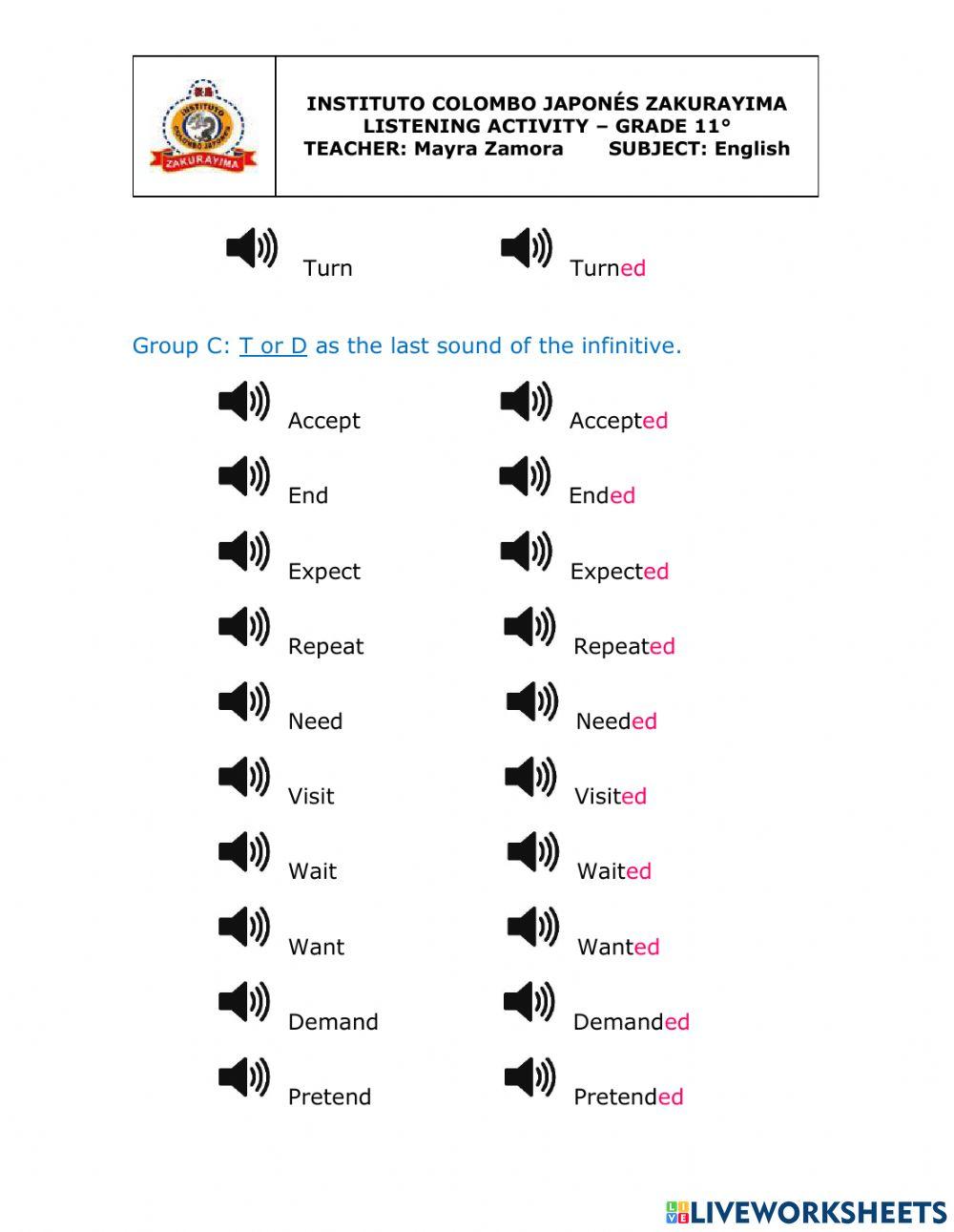 Regular Verbs Pronunciation