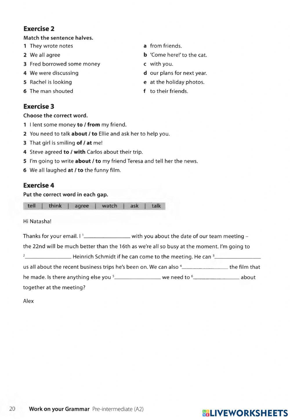Prepositions after certain verbs