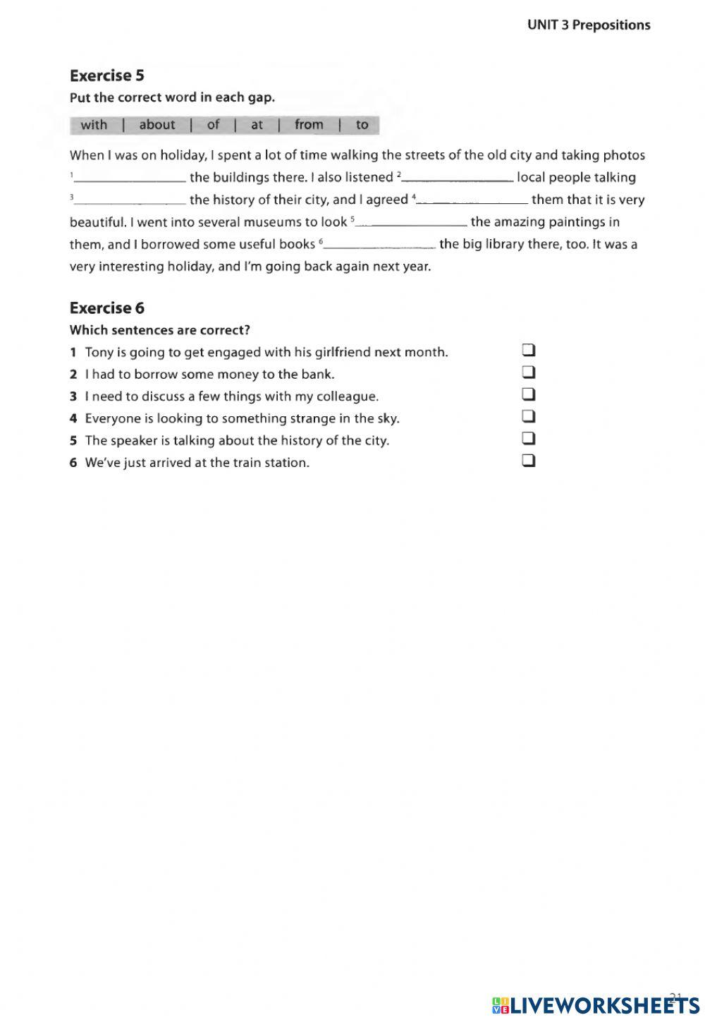 Prepositions after certain verbs