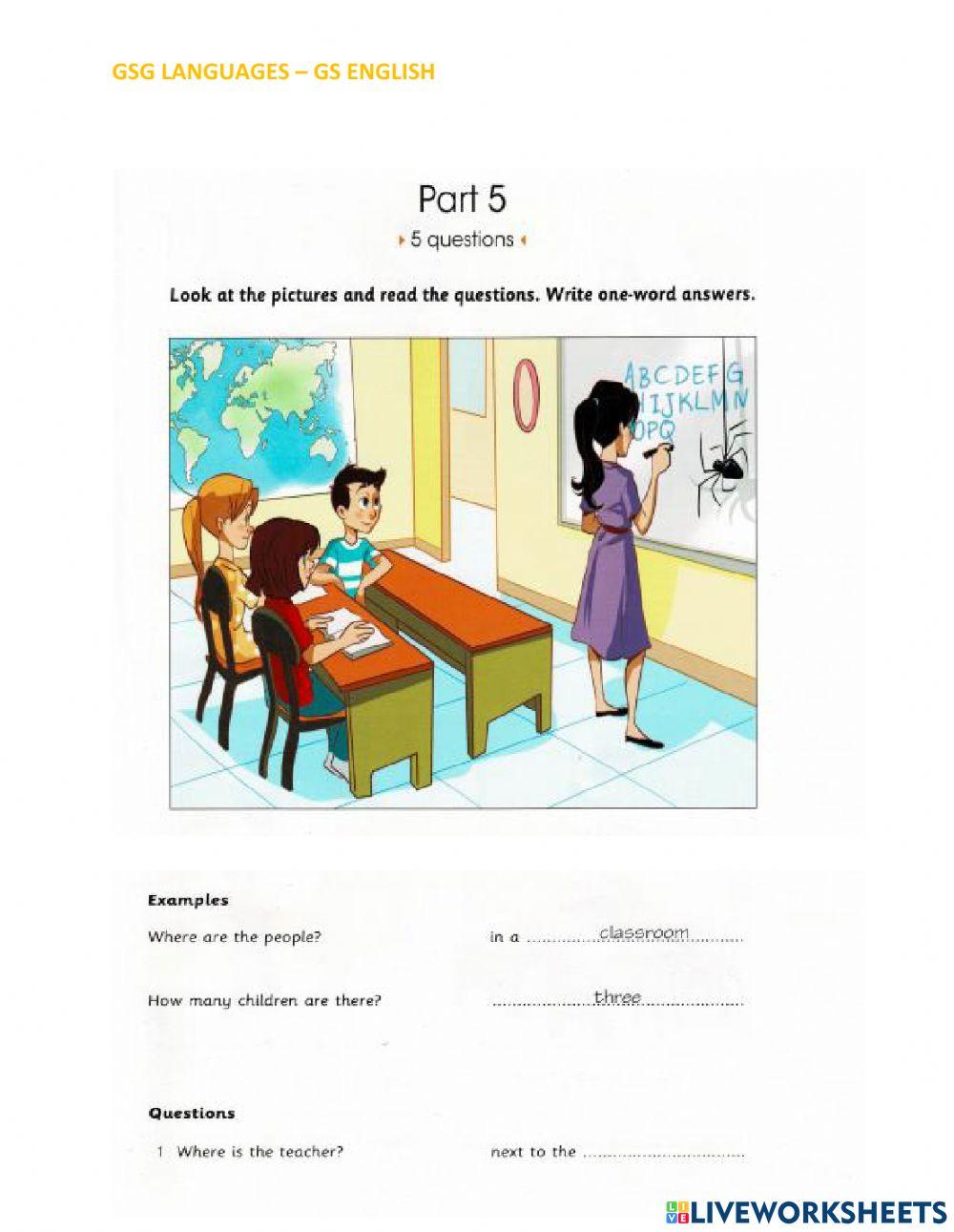 Skills Builder For Cambridge Starter Reading Writing Part 5