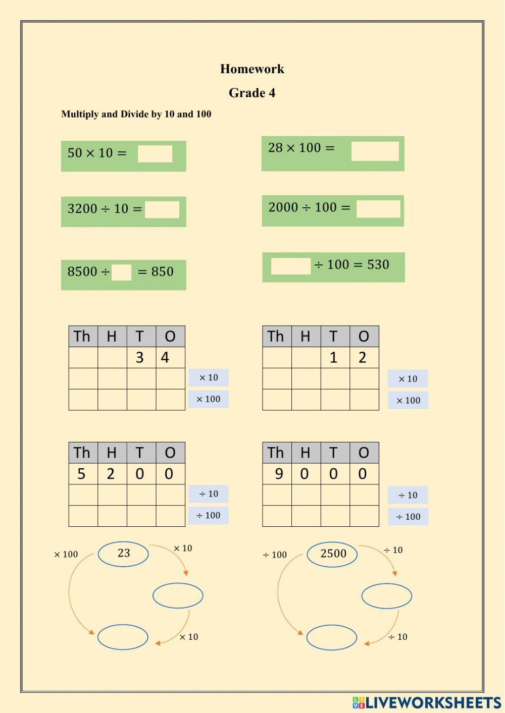 Multiply & Divide by 10 &100