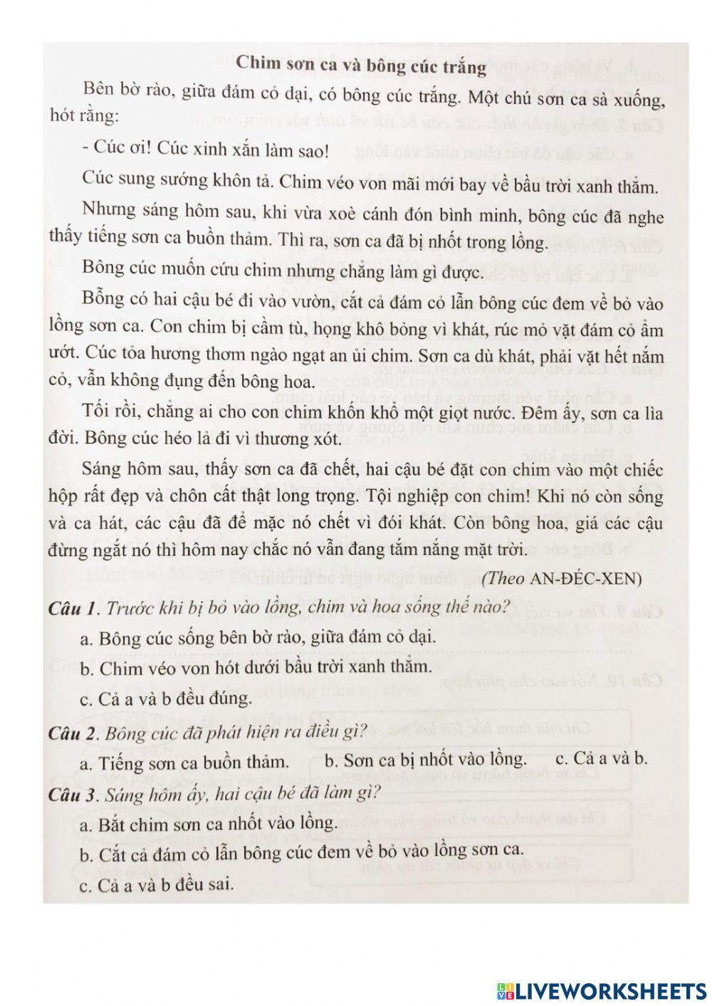 Chim sơn ca và bông cúc trắng