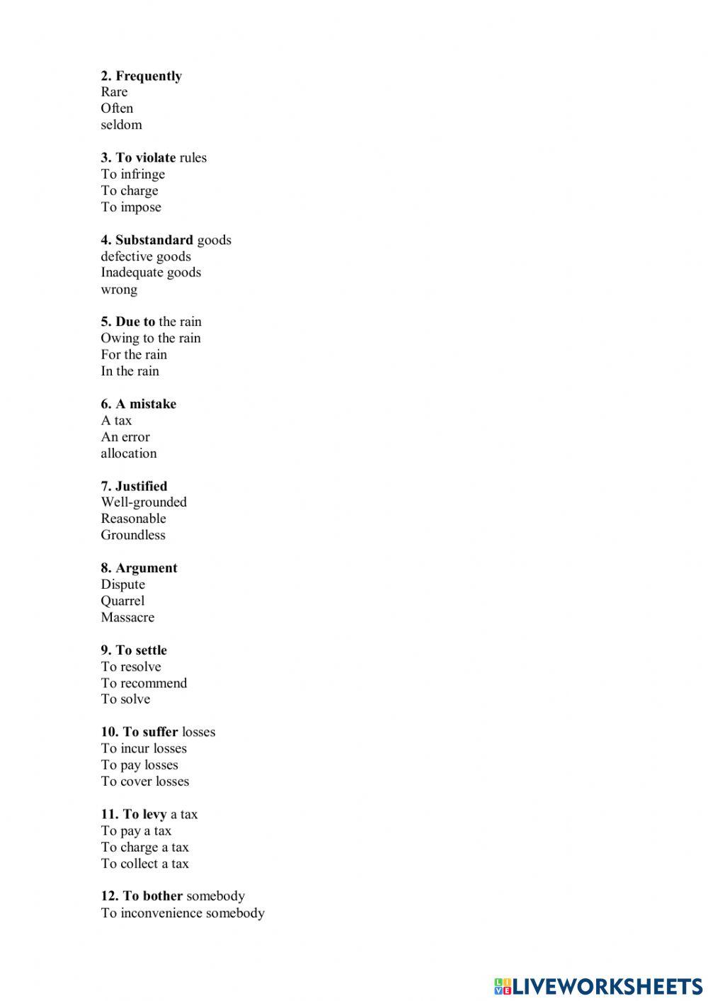 Claims and Adjustments (words