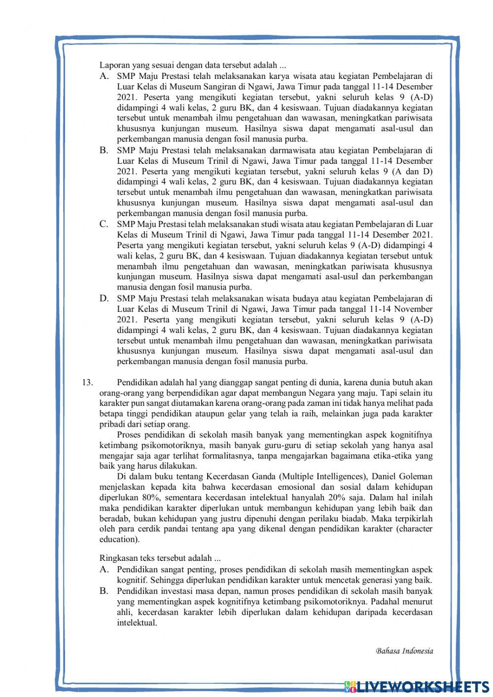 Soal pas kelas IX smpn 4 kota solok