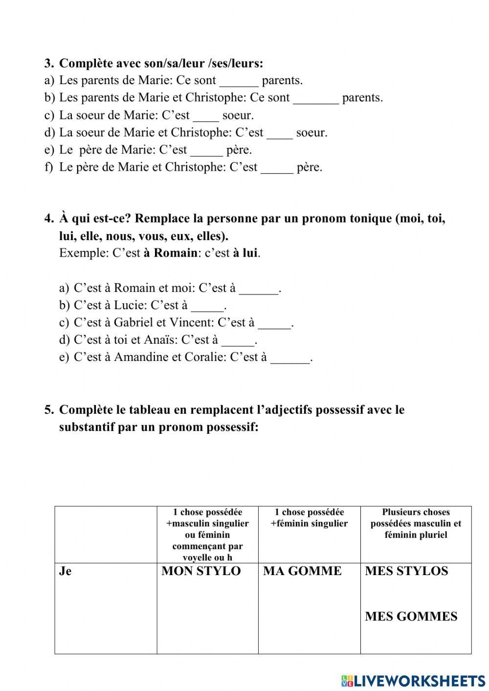 Exprimer la possession en français