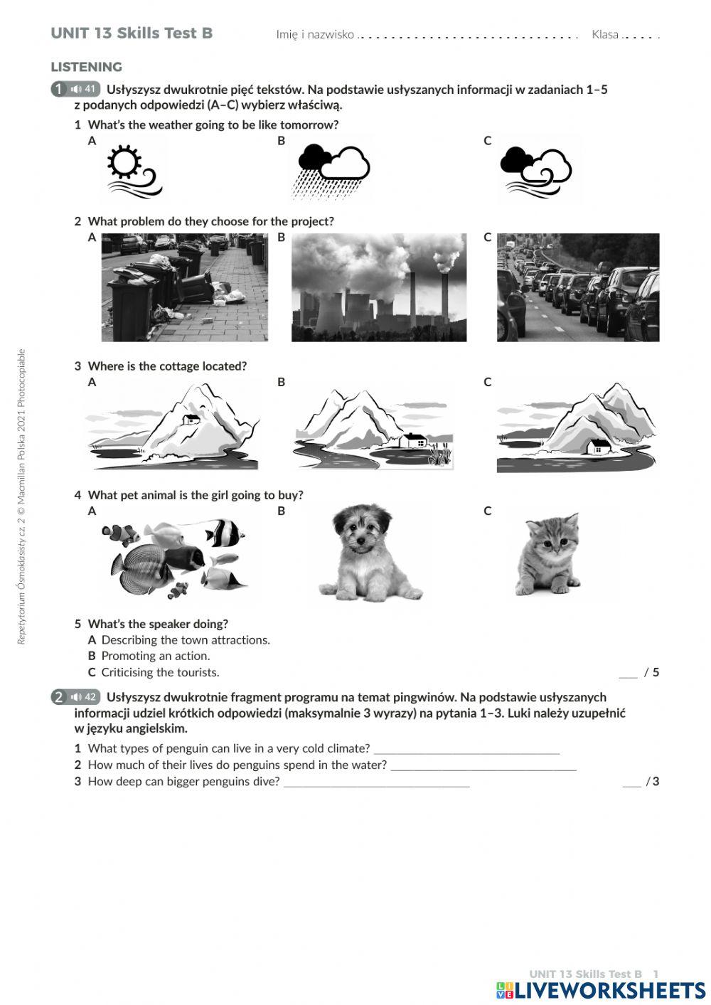 Unit 13 TEST - Świat przyrody
