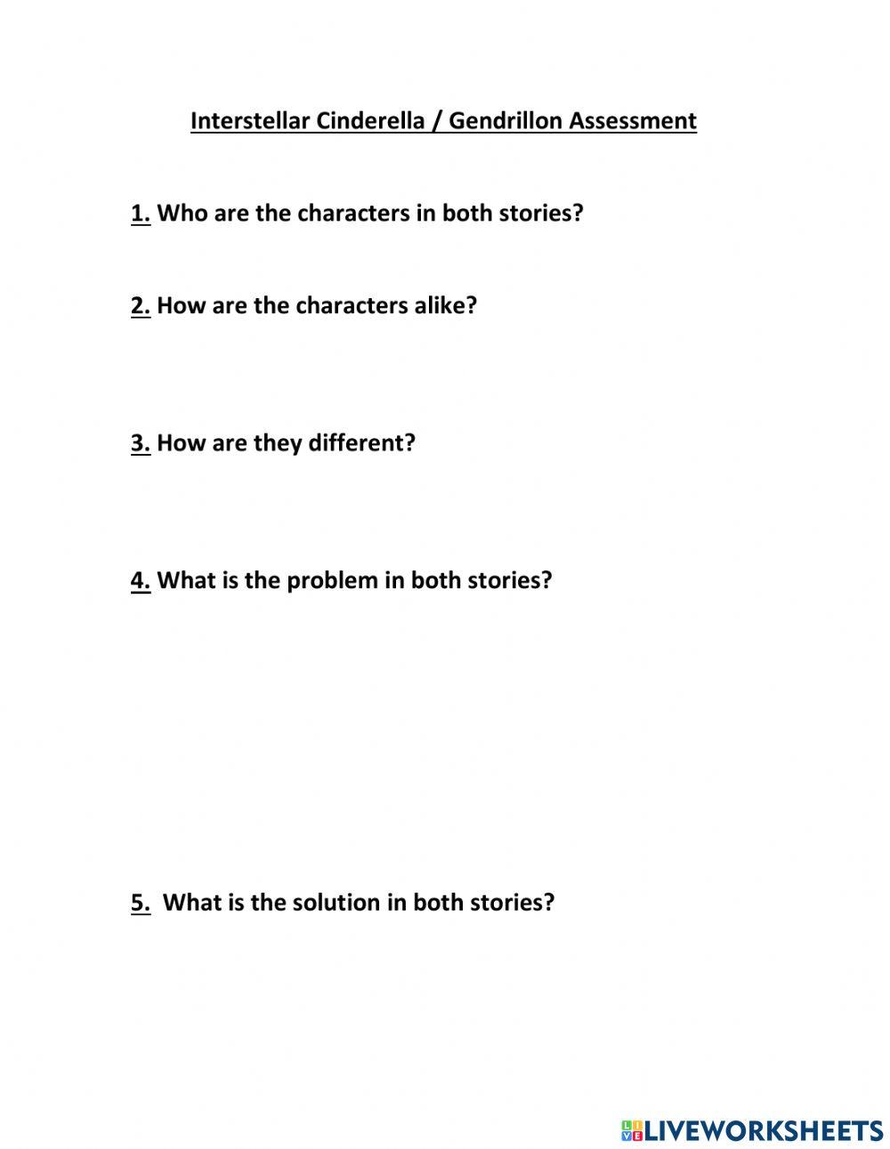 Interstellar cinderella worksheet Live Worksheets