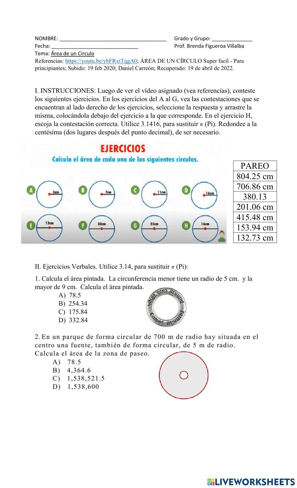 Área de un Círculo