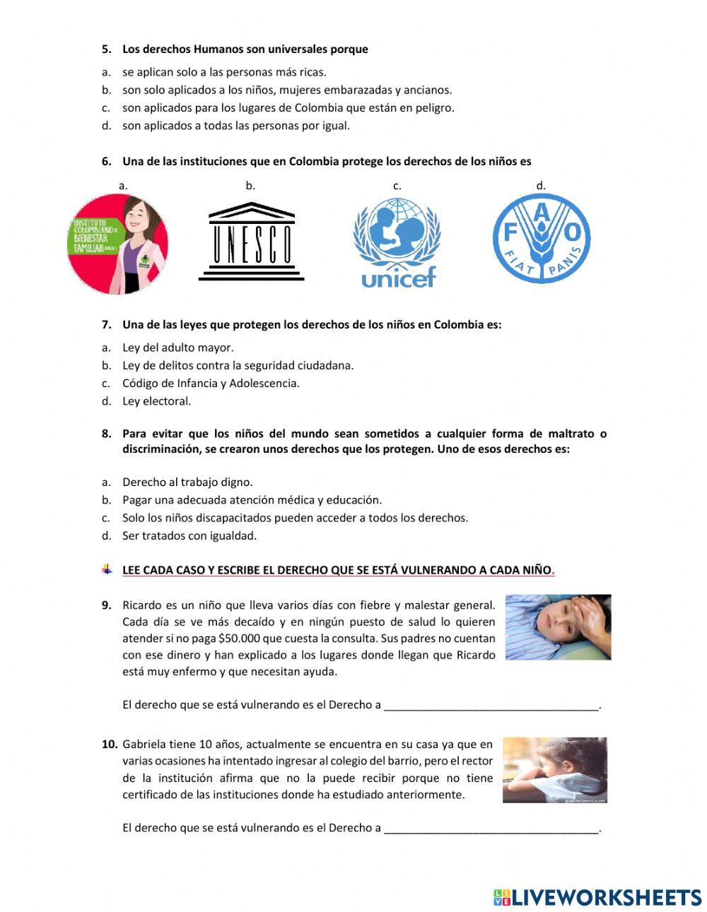 Los Derechos Humanos y de los niños