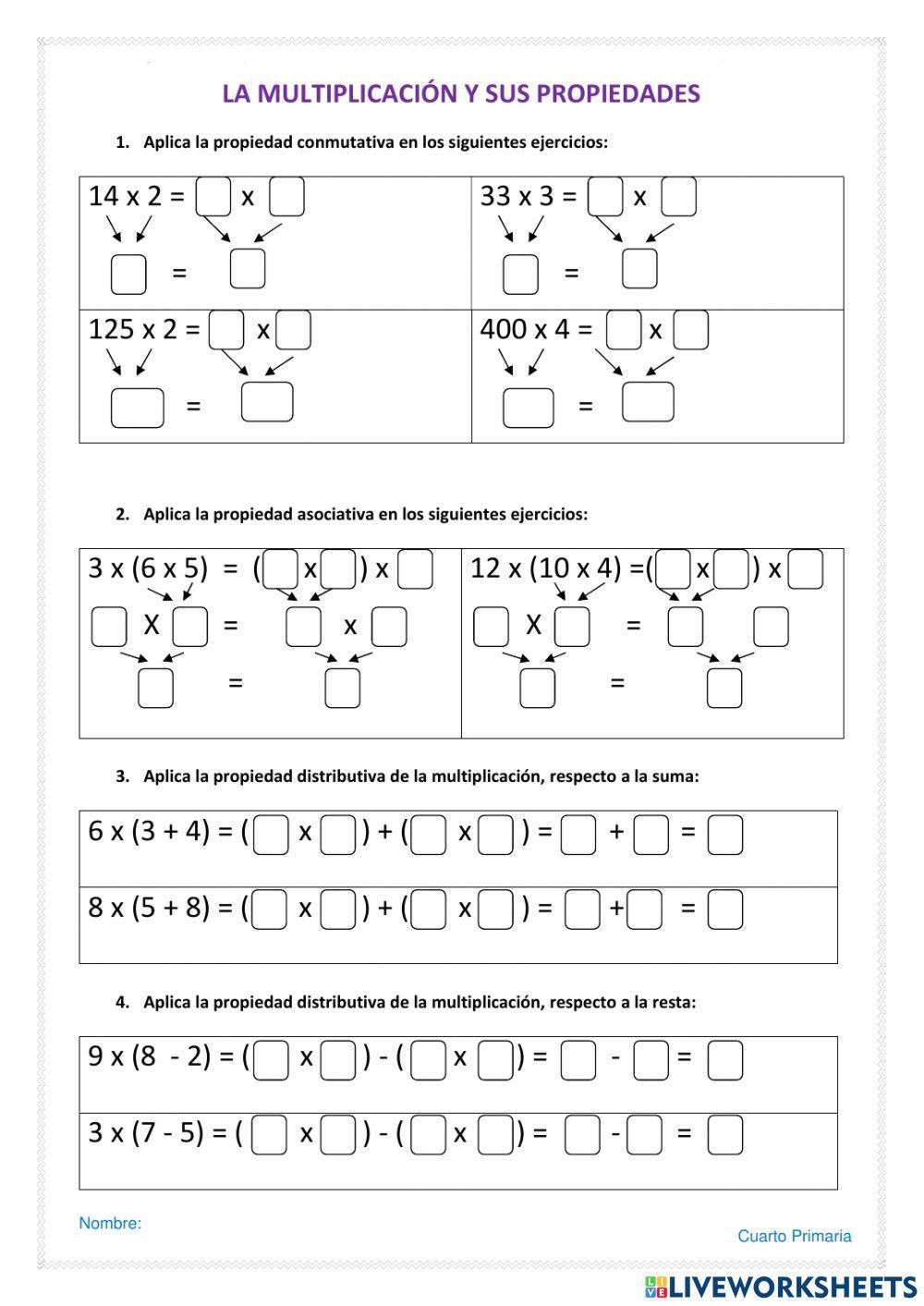 Propiedades de la multiplicación