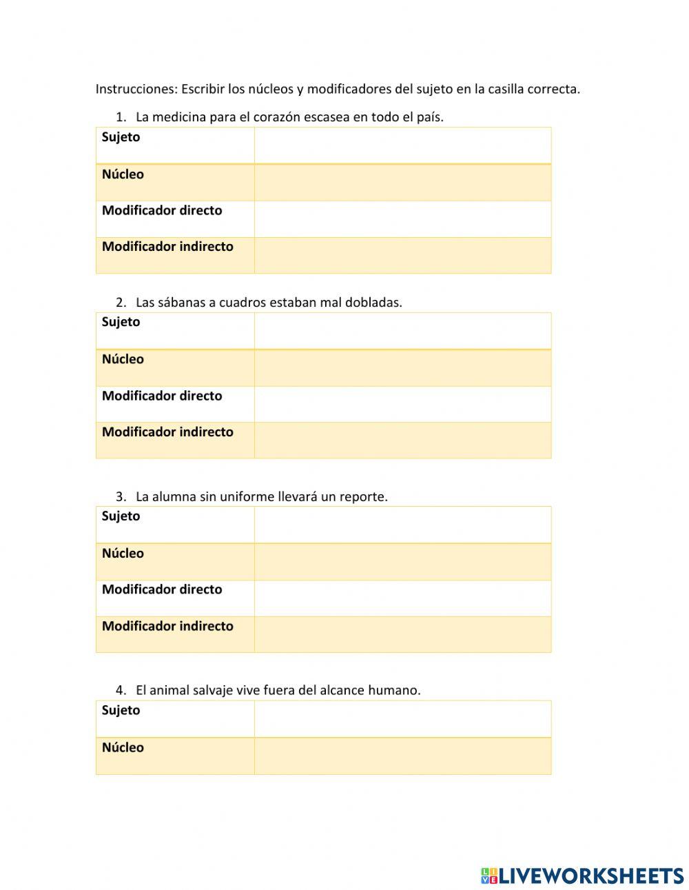 Modificadores del sujeto