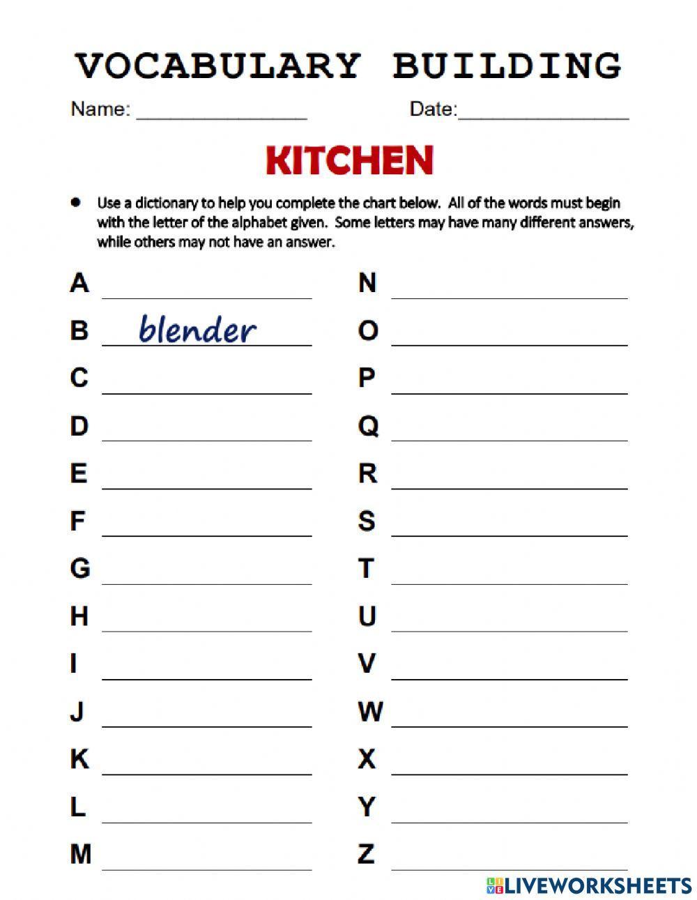 Kitchen - vocabulary