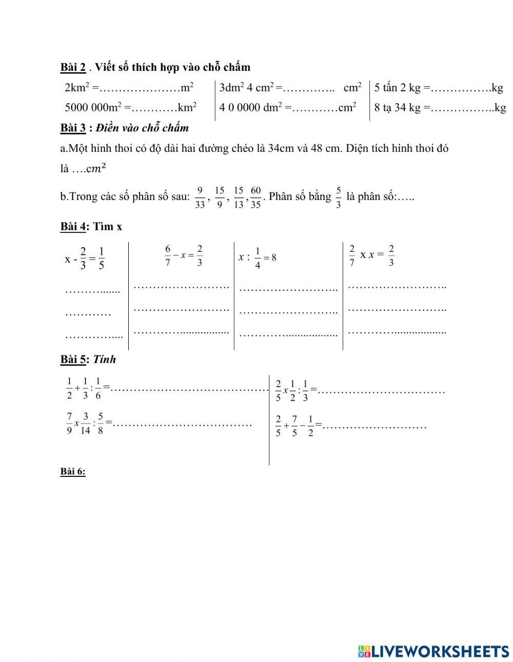 H ôn toán cuối năm