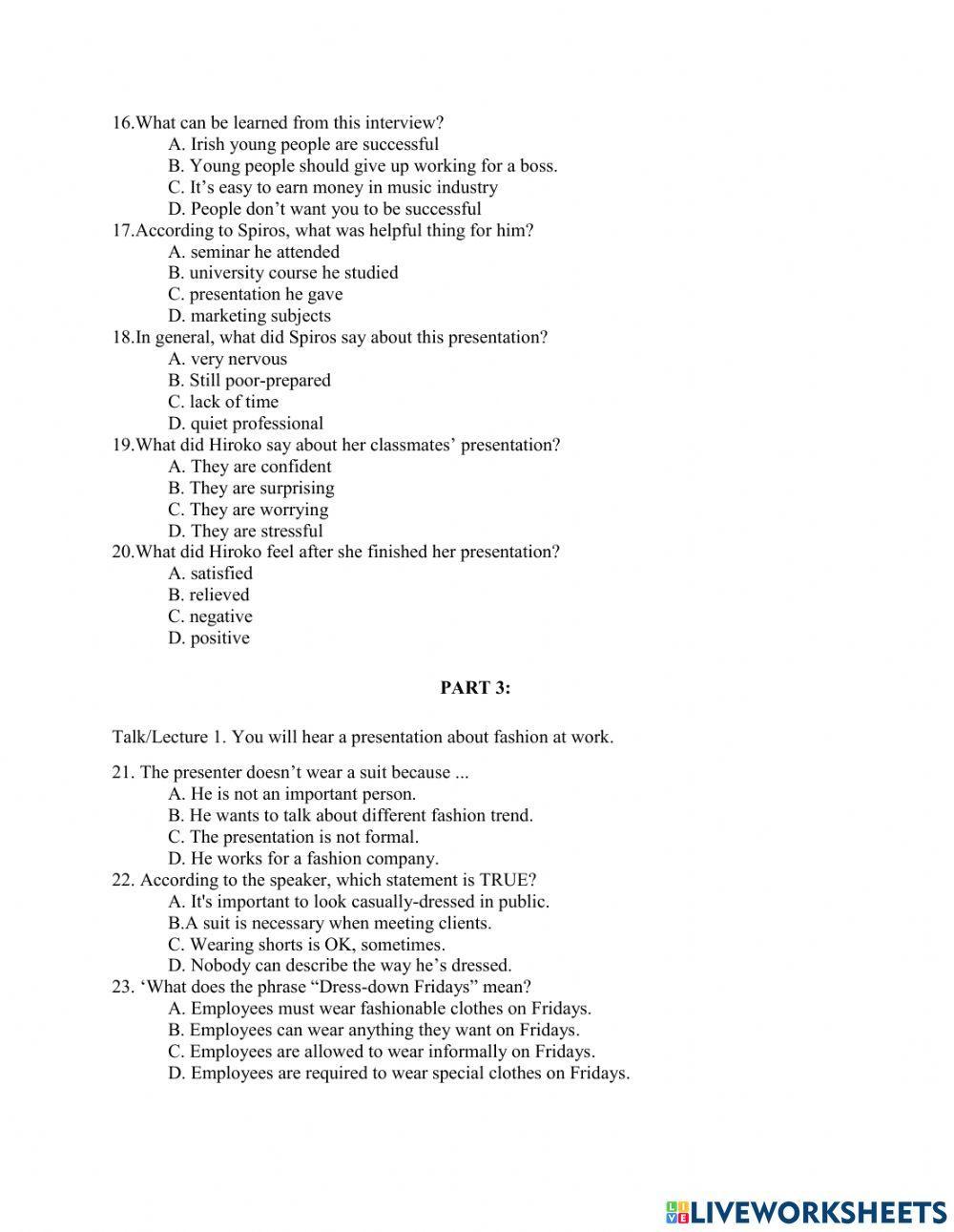 Vstep listening practice test 3