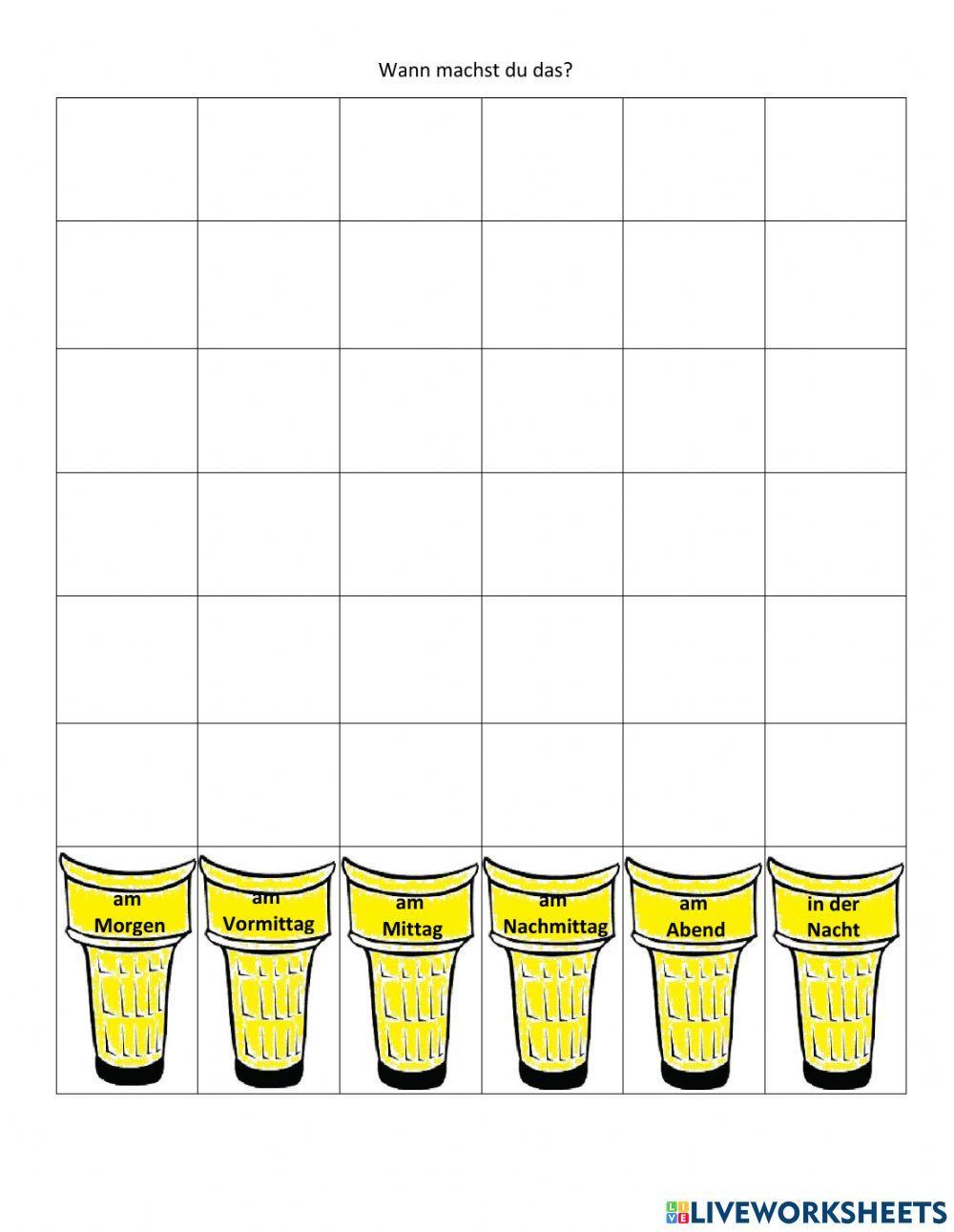 Tageszeiten und Verben