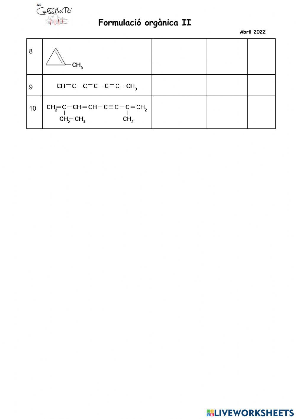 Formulació orgànica II