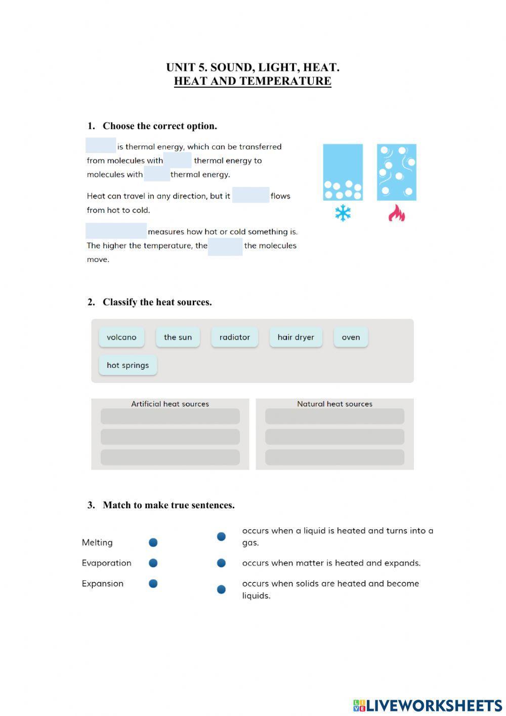 5.3 Light, Sound, Heat. Heat and Temperature