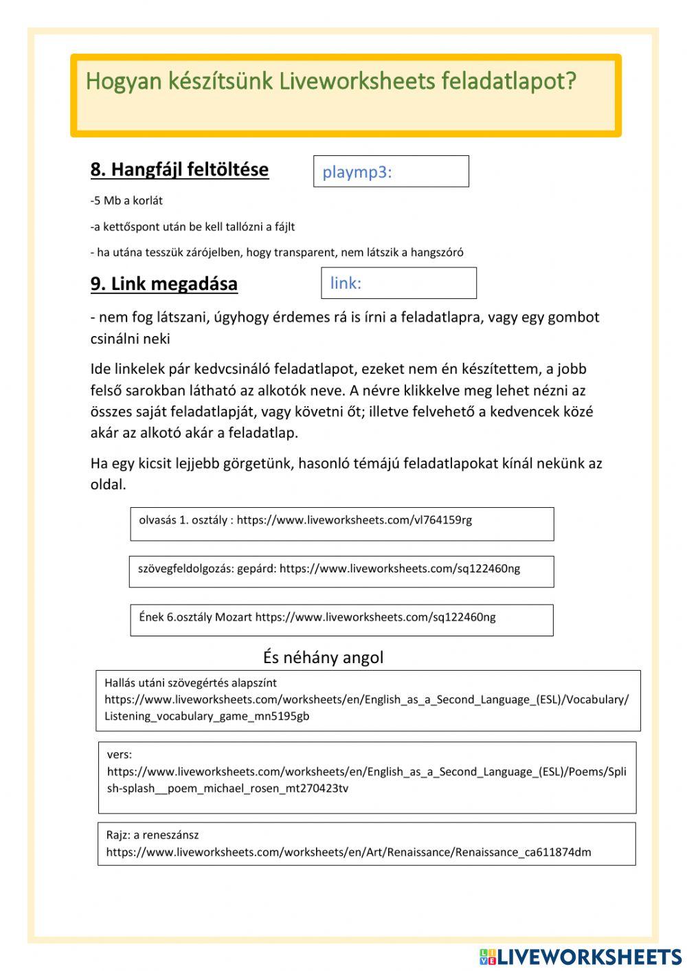 Hogyan készítsünk Liveworksheets feladatlapot?