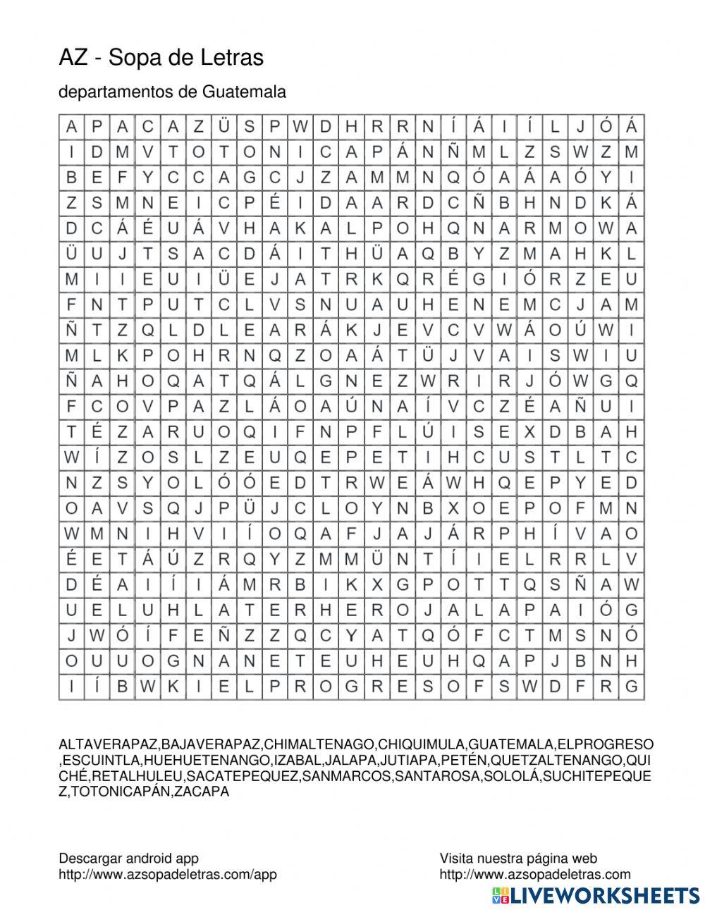 Departamentos de guatemala