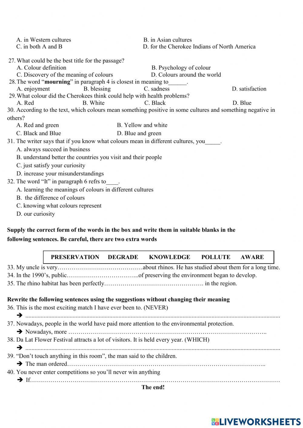 Y10 Final term 2 test - QTDD