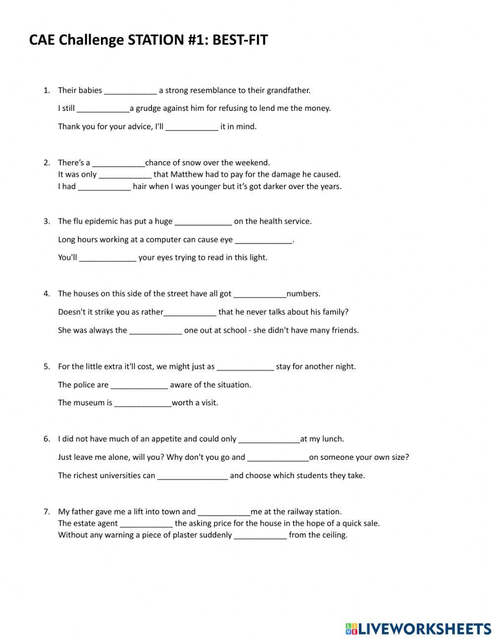 CAE Challenge:Use of English