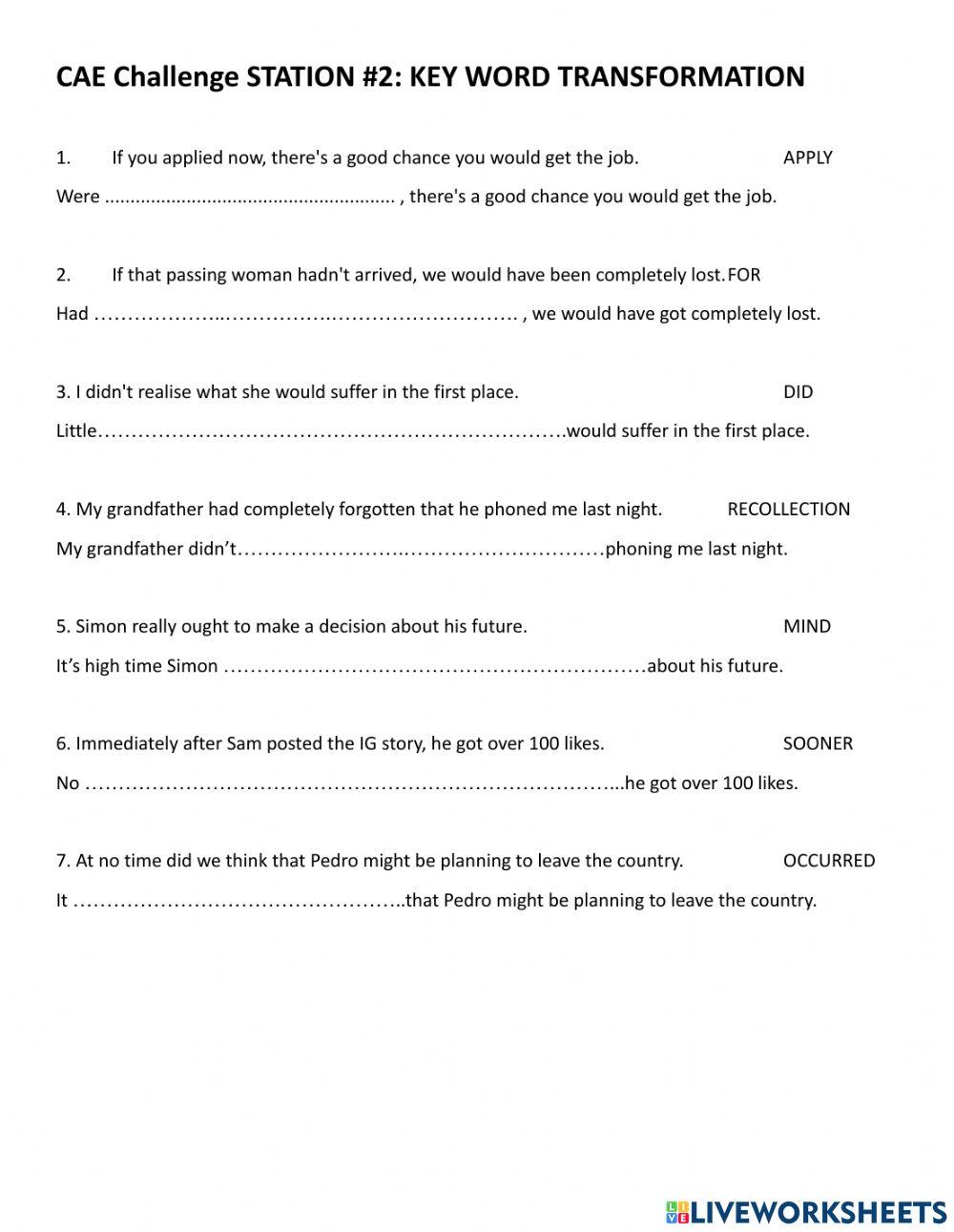 CAE Challenge:Use of English