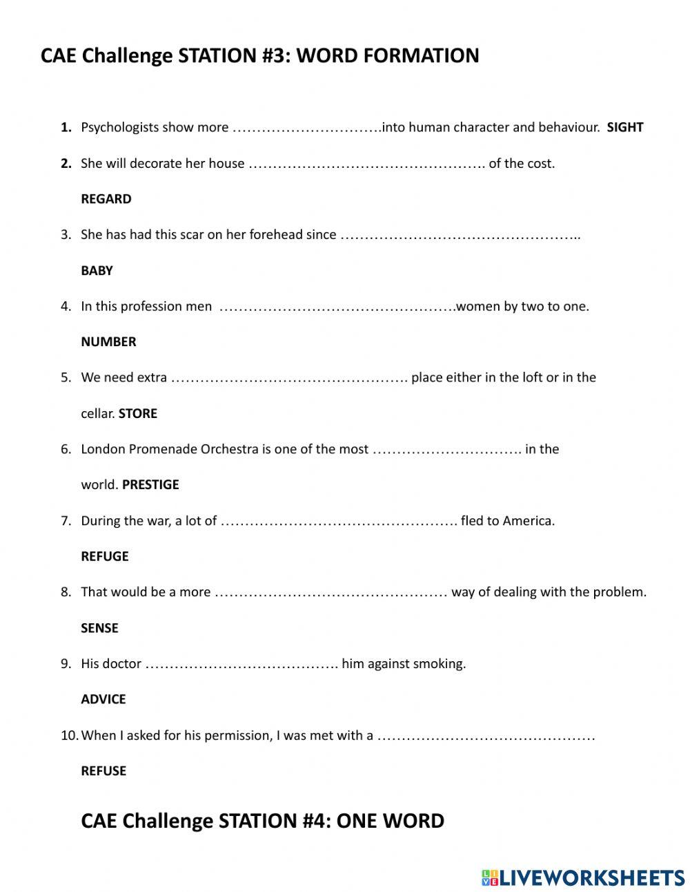 CAE Challenge:Use of English