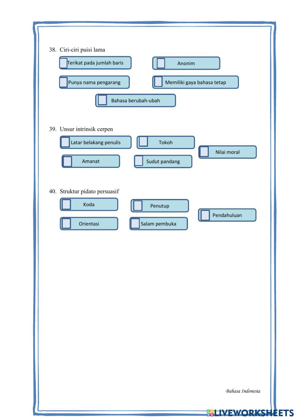 Soal PAS Bahasa Indonesia Kelas IX 2022