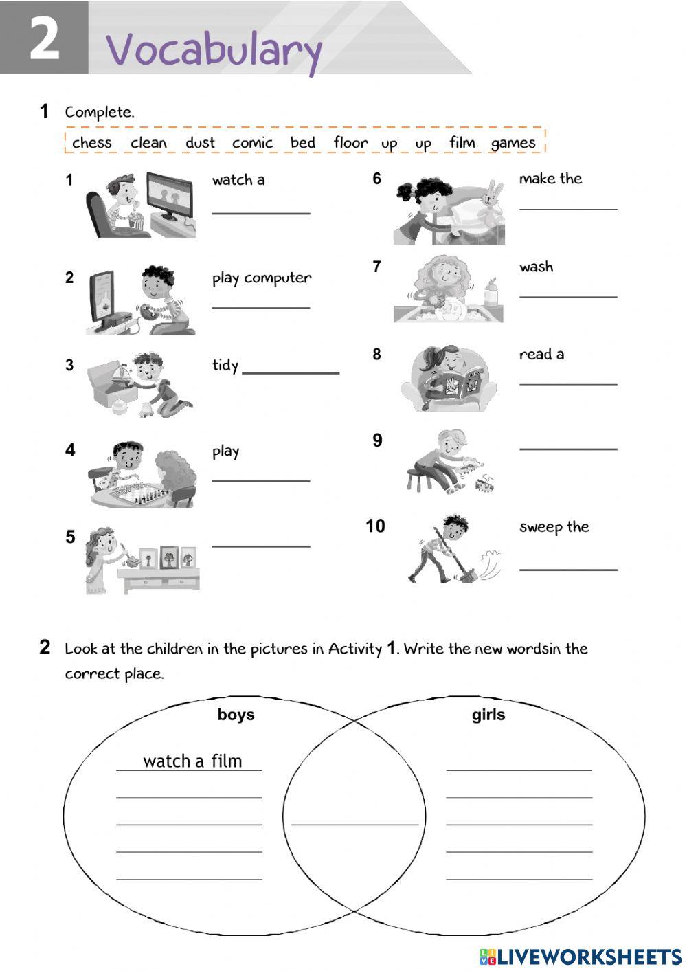 Chores and free time activities