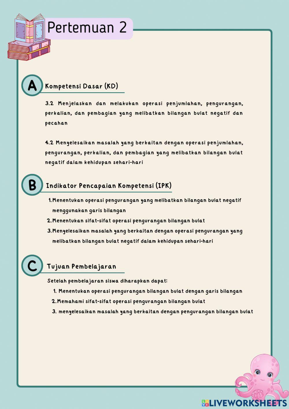 Pengurangan bilangan bulat