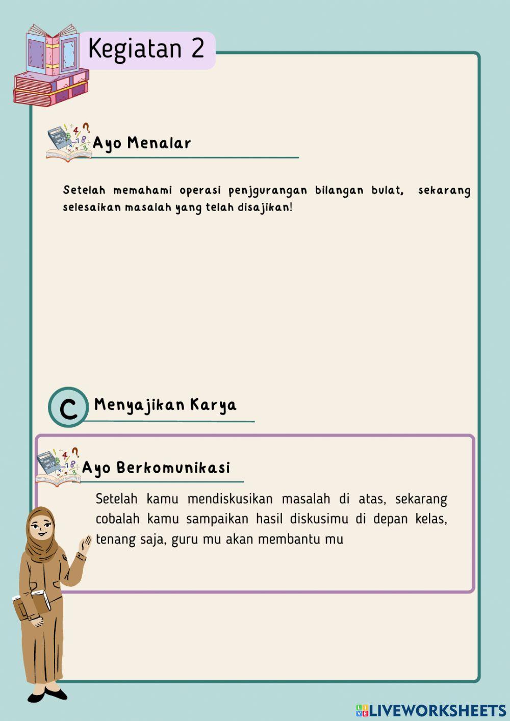 Pengurangan bilangan bulat