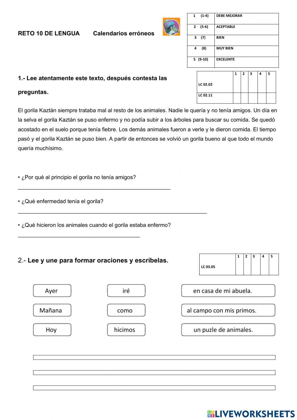 Examen tema 10 lengua 2ºB