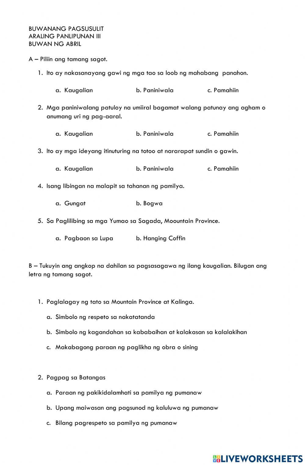 Mga Kaugalian at Paniniwala